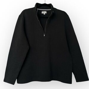 Sons Of Fortune Black Textured Grid Quilted Quarter-Zip Pullover Sweater XL